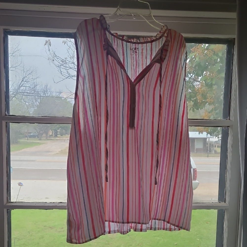 Striped Sleeveless Top - Multi Color, XL